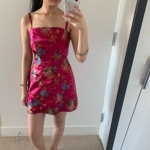 Urban Outfitters pink jacquard mini dress | Small